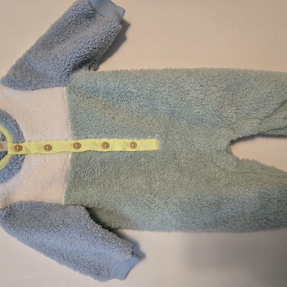 Cozy Blue and White Fleece Onesie